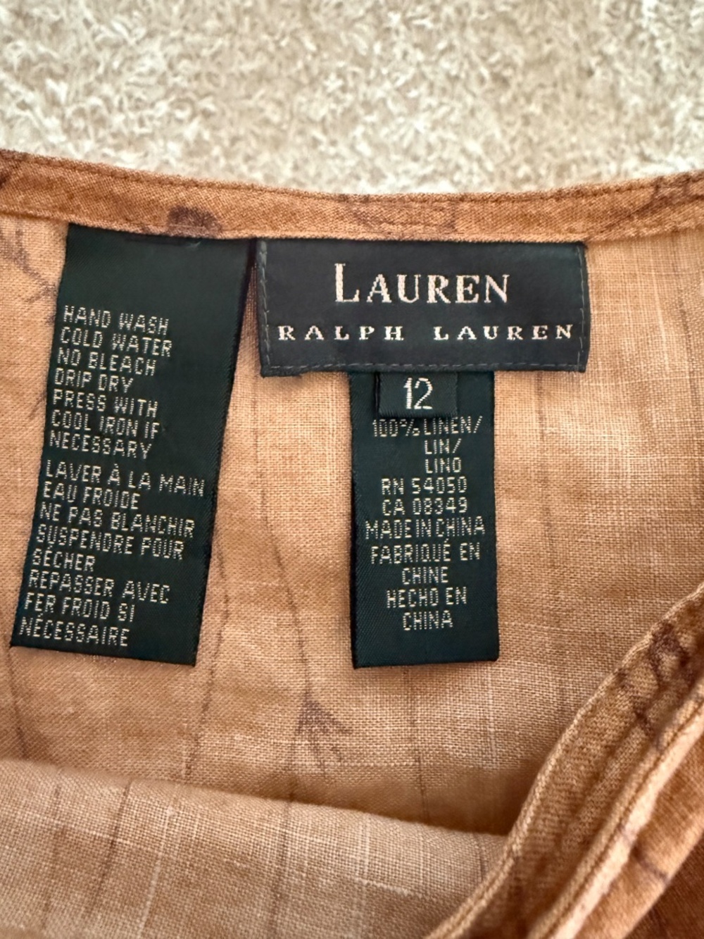 VTG Lauren Ralph Lauren Womens Maxi Tie Wrap Skirt 100% Linen 12 Boho Aztec - Picture 8 of 10